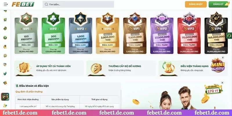 Thăng cấp VIP thưởng lớn